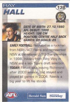 2005 Select Herald Sun AFL #138 Ray Hall Back